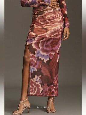 NEW. Anthropologie Ruched Side Slit Skirt. NWT